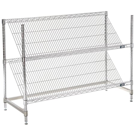 Nexel 2 Shelf, Chrome Slant Wire Shelving Unit, Starter, 48inW x 18inD x 34inH B3124358